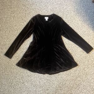 Soft Surroundings Womens Velvet Mini Dress Sz S Long Sleeve Dk Brown Whimsigoth